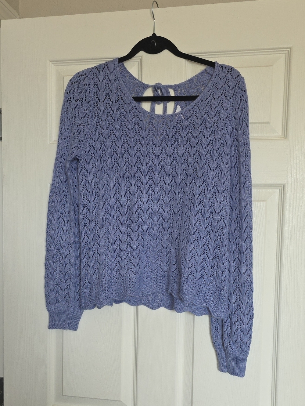 Light Purple Open-Knit Tie-Back Sweater - Women